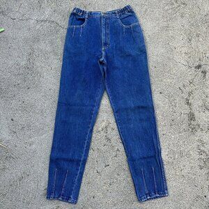 Vintage Jeans Womens 27 Dark Blue High Waist Tapered Mom 90s Pleated Denim